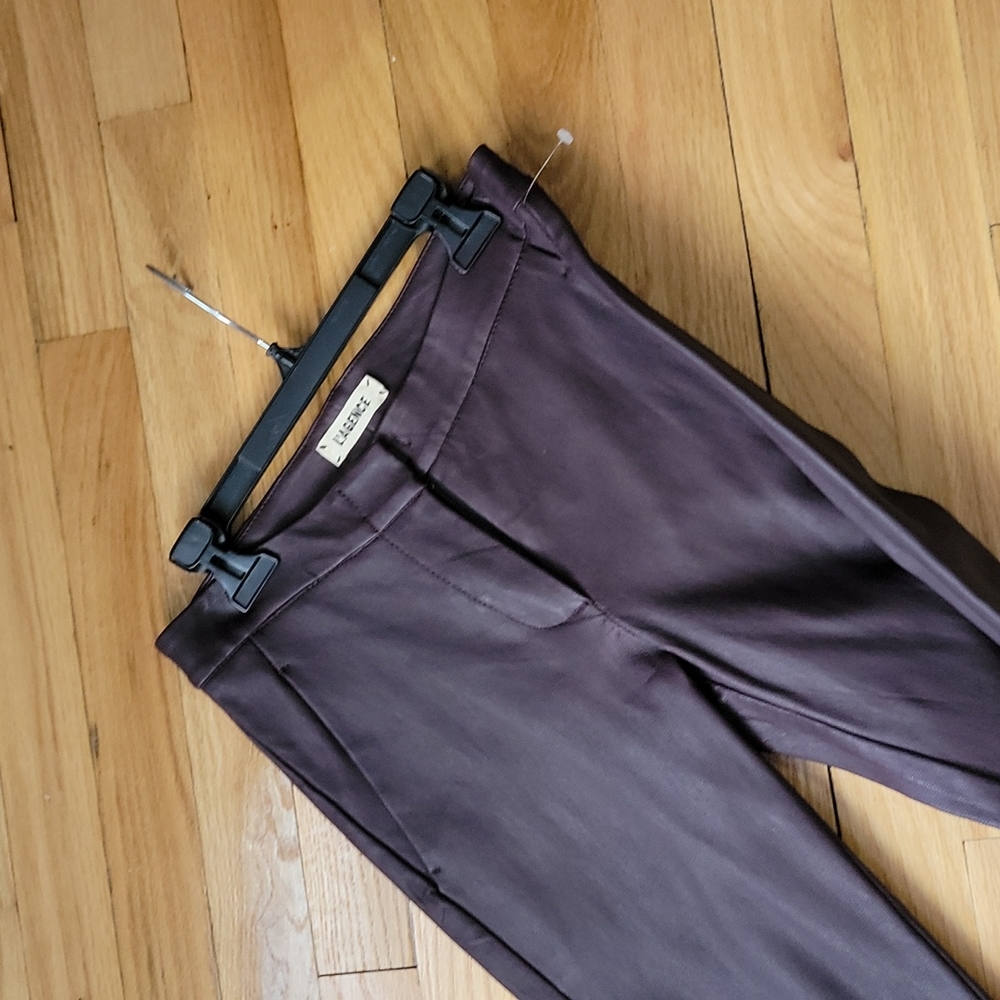 Lagance plum purple 100% leather stretch pants leggings size 4